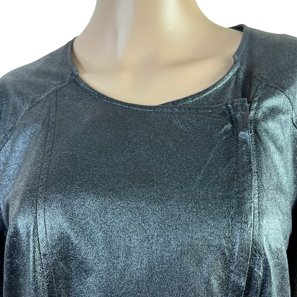 Gap Women’s motorcycle Jacket Black Leather Size XL - Picture 4 of 10